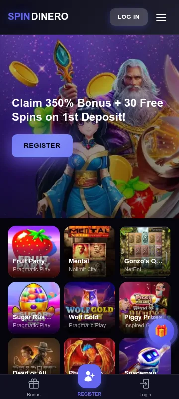 Spin Dinero Casino mobile browser interface